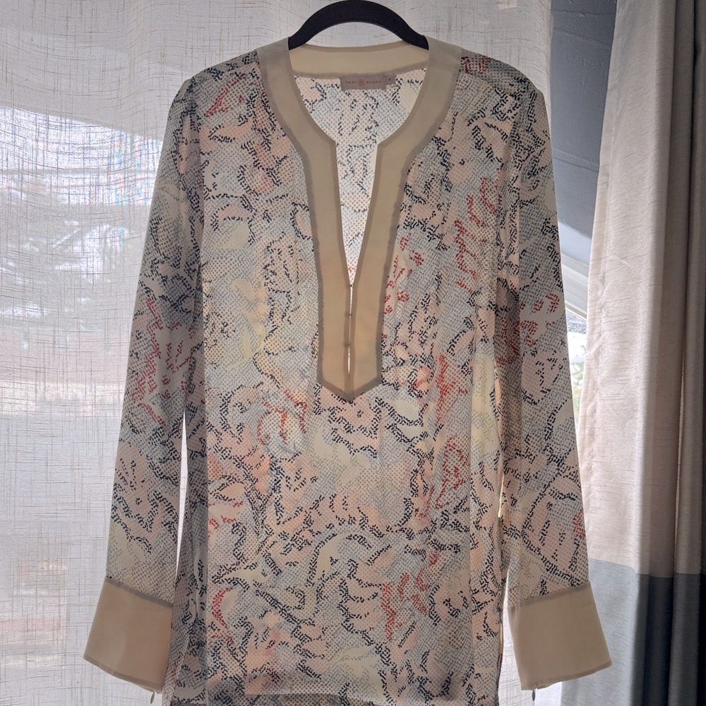 Tory Burch Cream and colors silk tunic